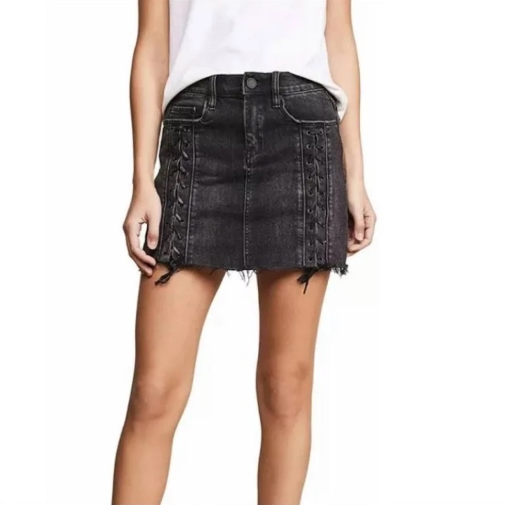Black Denim Tie up Skirt